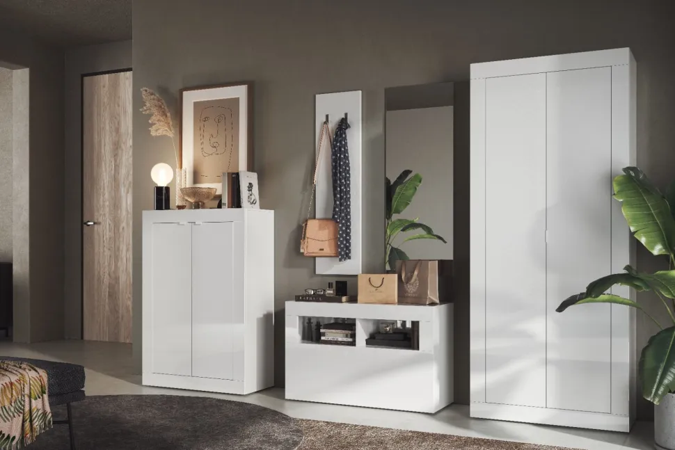 Guardaroba finitura Bianco Lucido due ante linea Basic