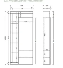 Guardaroba un anta battente a specchio linea Frame in finitura Bianco Lucido e Pero