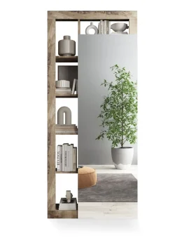 Guardaroba un anta battente a specchio linea Frame in finitura Bianco Lucido e Pero