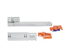Guide a scomparsa Slippe per cassetti ad estrazione totale con chiusura soft e aggancio, 440, Zincato bianco