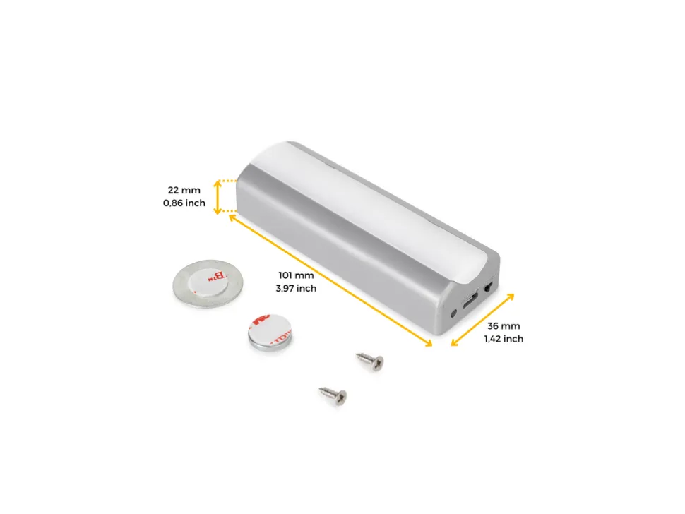 Illuminazione a LED Rigel ricaricabile con USB per cassetti interni con sensore di vibrazione