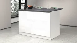 Isola centrale da cucina 2 ante in finitura Bianco Lucido e Ardesia