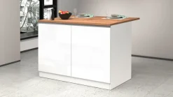 Isola centrale da cucina 2 ante in finitura Bianco Lucido e Rovere
