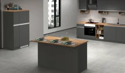 Isola centrale da cucina 3 ante in finitura Antracite Opaco e Rovere
