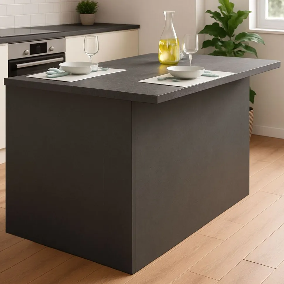 Isola cucina 2 ante in finitura Antracite Opaco e Ardesia