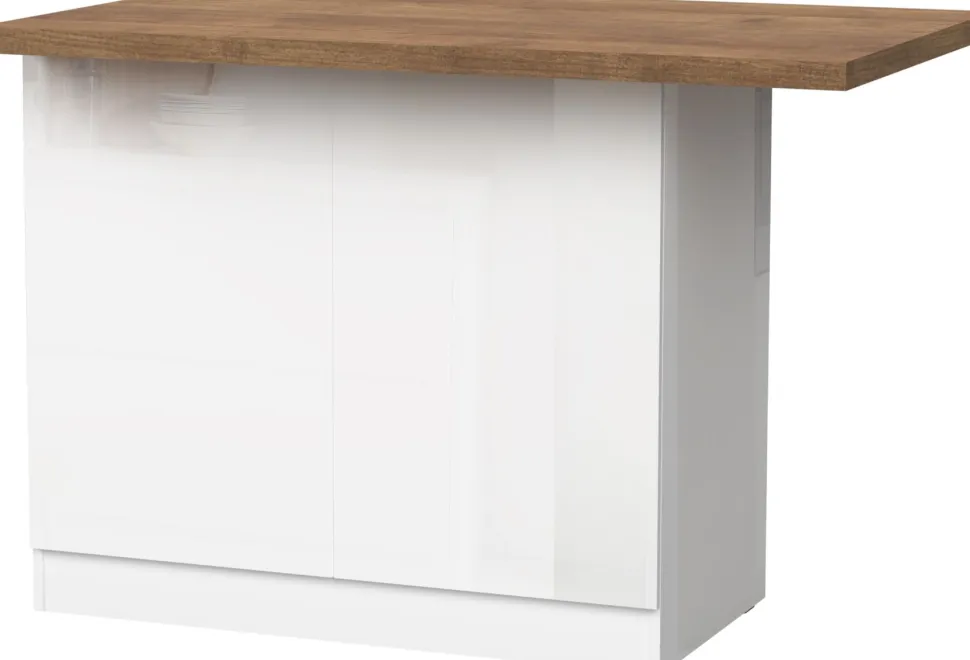 Isola da Cucina a 2 ante in Bianco Lucido e Rovere Mercure