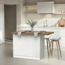 Isola da Cucina a 2 ante in Bianco Lucido e Rovere Mercure