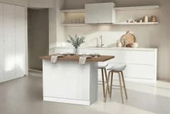 Isola da Cucina a 2 ante in Bianco Lucido e Rovere Mercure