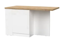 Isola da Cucina 2 ante con vani a giorno 160x80 cm in Bianco Lucido e Rovere Cadiz