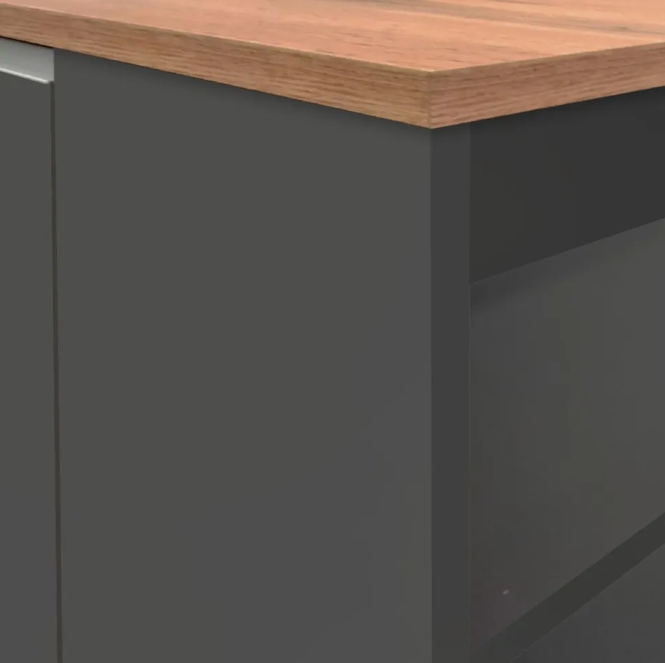 Isola da cucina 2 ante e vani a giorno in finitura Antracite Opaco e Rovere