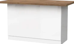 Isola da Cucina 3 ante 160x80 cm in Bianco Lucido e Rovere Mercure