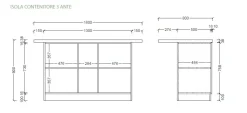 Isola da Cucina 3 ante 160x80 cm in Bianco Lucido e Rovere Mercure