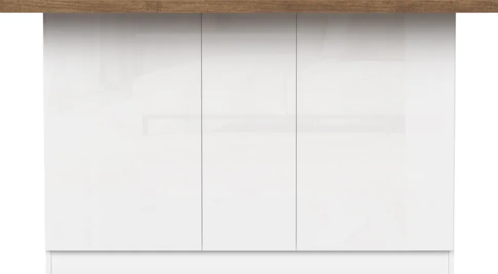 Isola da Cucina 3 ante 160x80 cm in Bianco Lucido e Rovere Mercure