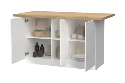Isola da Cucina 3 ante 160x80 cm in Bianco Lucido e Rovere Cadiz