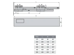 Kit cassetto per cucina Vantage-Q, altezza 204 mm, prof. 350 mm, con astine, chiusura soft, Acciaio, Bianco.