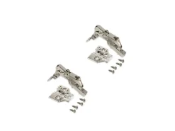 Kit cerniera collo dritto X91 da apertura 165º con chiusura amortizzata e basetta, Mezzo collo, Nichelato, Acciaio