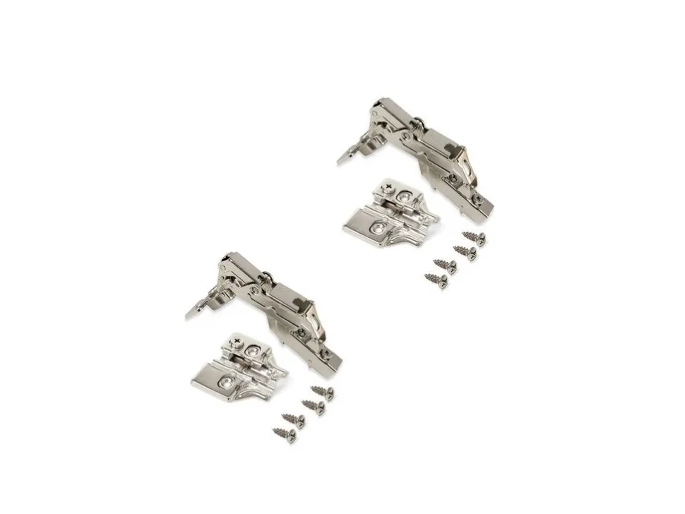 Kit cerniera collo dritto X91 da apertura 165º con chiusura amortizzata e basetta, Mezzo collo, Nichelato, Acciaio