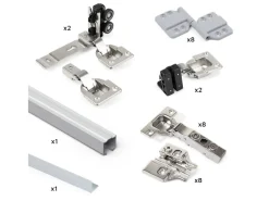 Kit di ferramenta per armadio 2 ante scorrevoli a soffietto con chiusura soft Twofold
