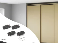 Kit di ferramenta per armadio 2 ante scorrevoli e chiusura soft Flow con binari incassati 2,35 m