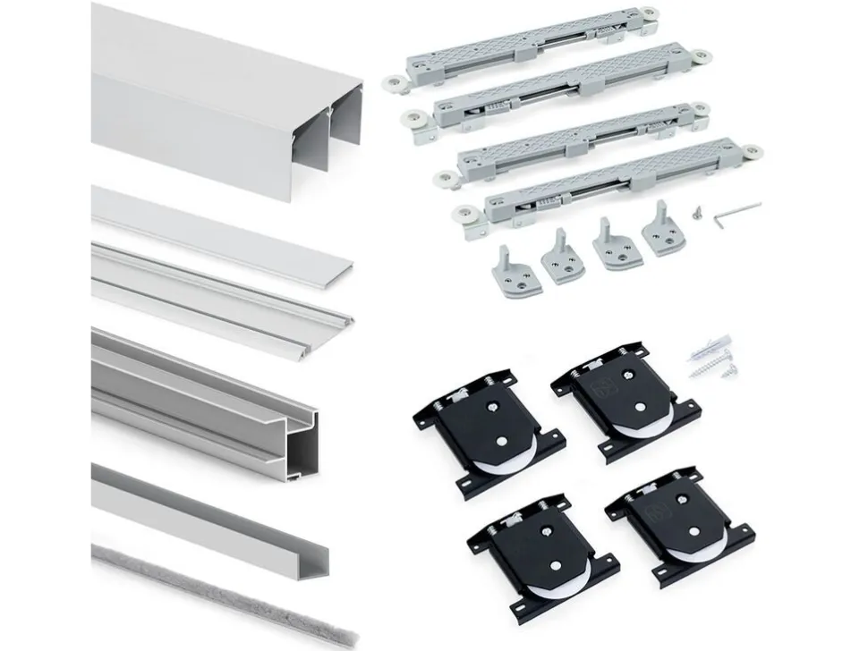 Kit di ferramenta per armadio a 2 ante e chiusura ammortizzata Placard 81 Profilo Deep con spessore 18 mm