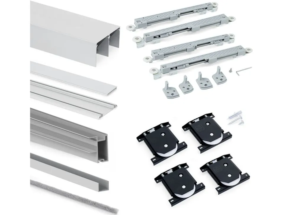 Kit di ferramenta per armadio a 2 ante e chiusura ammortizzata Placard 81 con profilo Sharp spessore 16 mm