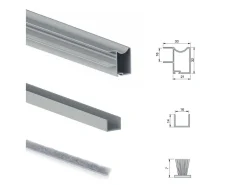 Kit di ferramenta per armadio a 2 ante scorrevoli con chiusura ammortizzata Placard 81profilo Wave spessore 16 o 18 mm