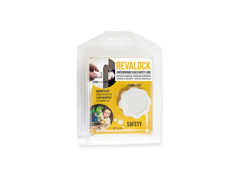 Kit di serrature magnetiche di sicurezza per mobili Revalock con chiave magnetica, blister, Tecnoplastica