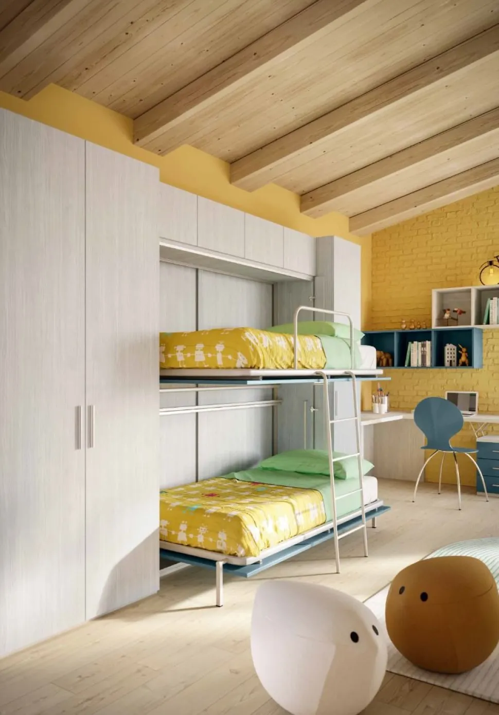Letto a castello a scomparsa singolo disponibile in 30 colori