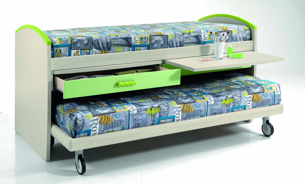 Letto a castello Calvin visione Verde linea Colorfull