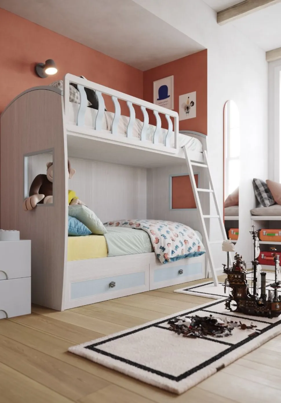 Letto a castello Chiara linea Sitter con due cassettoni estraibili