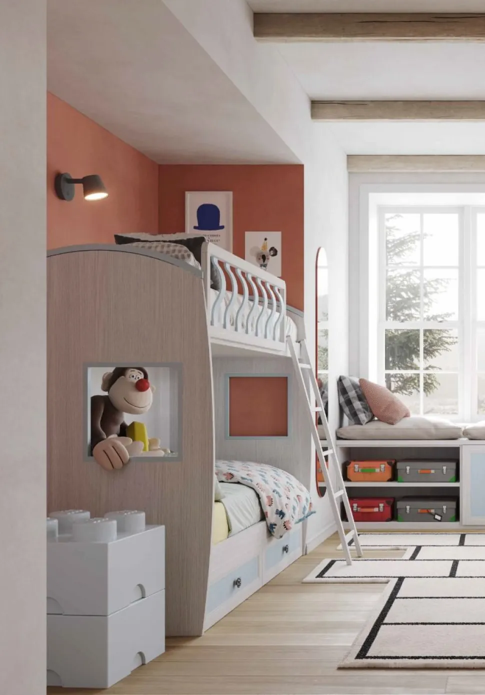 Letto a castello Chiara linea Sitter con due cassettoni estraibili