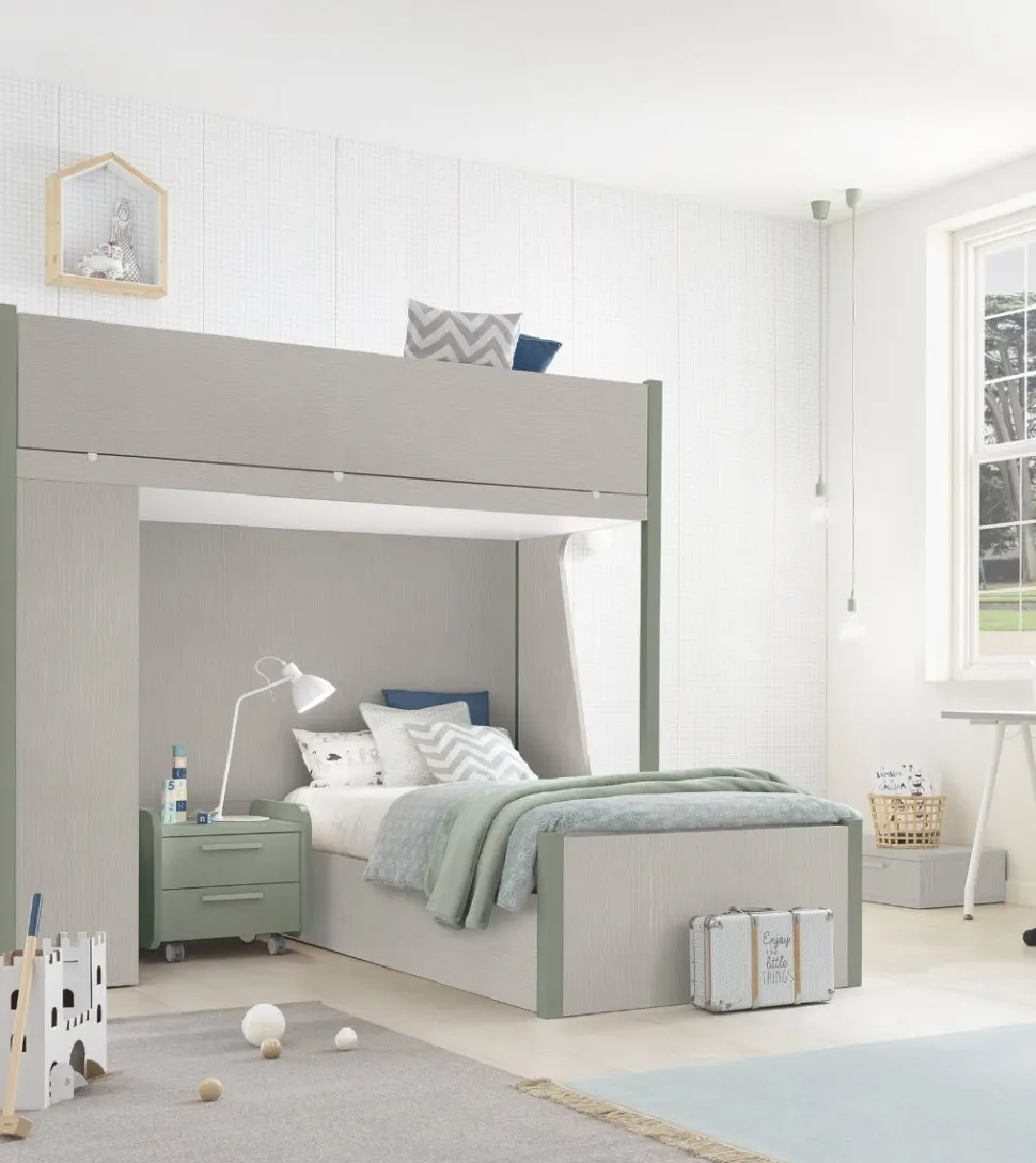 Letto a castello con libreria Felix linea Airone disponibile in vari colori