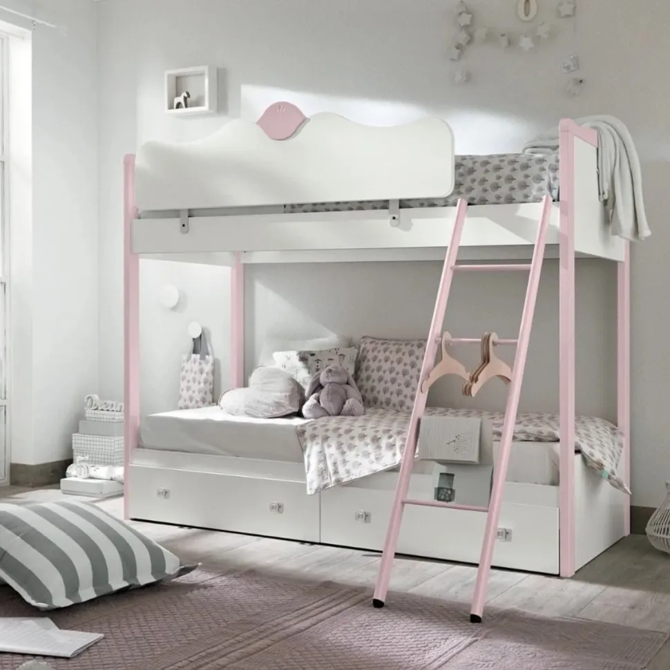 Letto a castello con 2 reti e cassettoni Megan linea Omega disponibile in vari colori