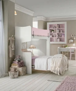 Letto a castello con scaletta contenitiva Aurora linea Omega disponibile in vari colori