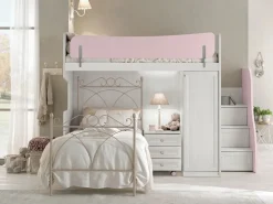 Letto a castello con scaletta contenitiva Aurora linea Omega disponibile in vari colori