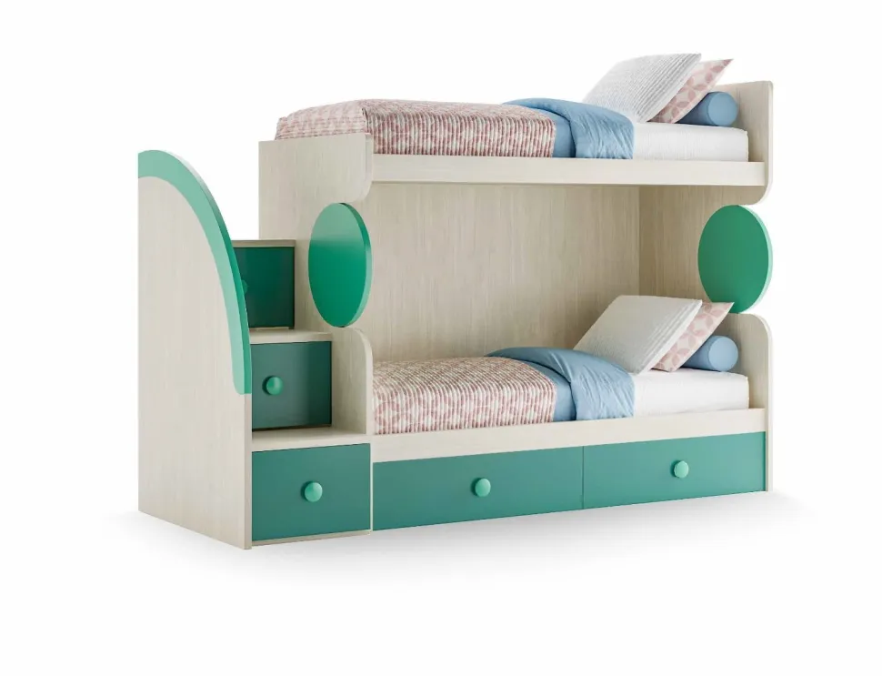 Letto a castello Ebony linea Colorfull disponibile in 20 colorazioni