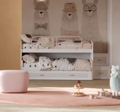 Letto a castello Felicity linea sitter finitura Rosantico, Calce e frassino Nuvola
