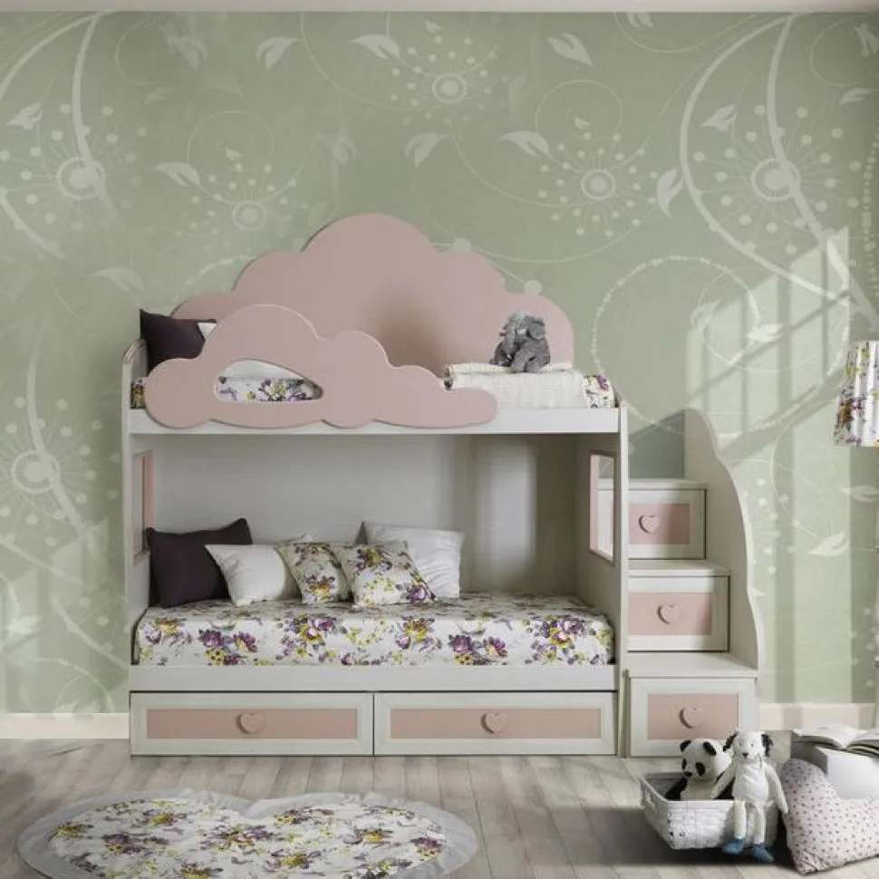 Letto a castello linea sitter finitura Frassino Nuvola e Rosa