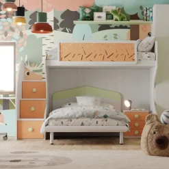 Letto a castello Pablo linea Fly finitura Cenere Wood e Albicocca disponibile in Vari COLORI