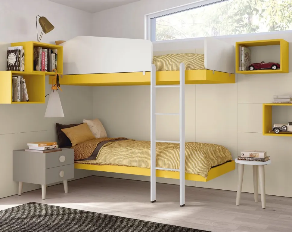 Letto a castello Plain con reti a doghe autoportanti e strutturali incluse