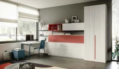 Letto a Scomparsa orizzontale trasformabile in Bianco altea e Rosso Paprika disponibile in 2 misure