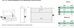 Letto a Scomparsa orizzontale trasformabile in Bianco altea e Rosso Paprika disponibile in 2 misure