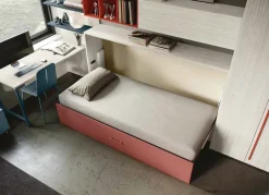 Letto a Scomparsa orizzontale trasformabile in Bianco altea e Rosso Paprika disponibile in 2 misure