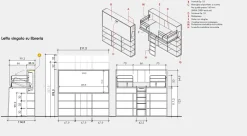 Letto a scomparsa singolo su libreria linea Airone disponibile in 3 misure