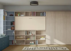 Letto a scomparsa singolo su libreria linea Airone disponibile in 3 misure