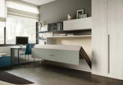 Letto a Scomparsa singolo trasformabile con armadio a 2 ante Bianco altea e Agave disponibile in 2 misure