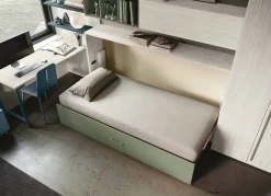 Letto a Scomparsa singolo trasformabile con armadio a 2 ante Bianco altea e Agave disponibile in 2 misure