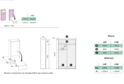 Letto a scomparsa verticale trasformabile in Olmo e Azzurro disponibile in 2 misure