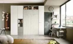 Letto a scomparsa verticale trasformabile in Olmo e Azzurro disponibile in 2 misure