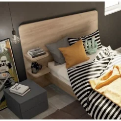 Letto a Una Piazza e Mezza Corin con Mensole Integrate (Colori e Opzioni Personalizzabili)